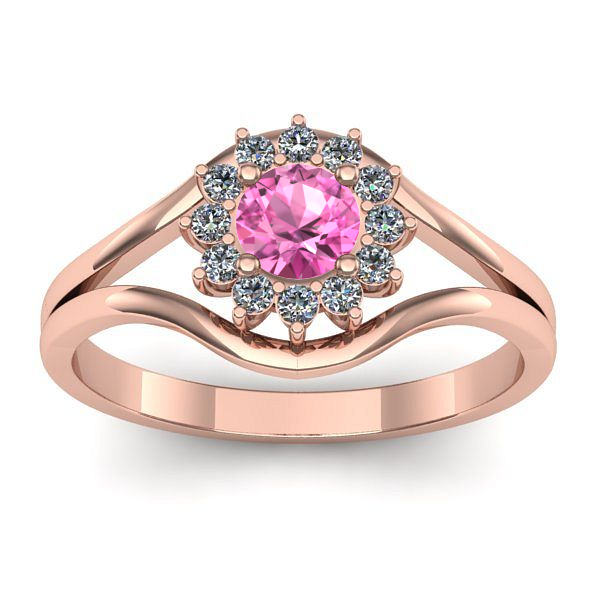Inel de logodna cu safir roz rotund