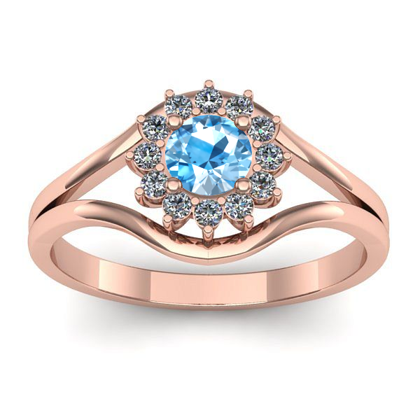 Inel cu topaz blue rotund