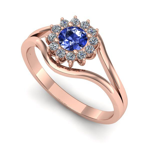 Inel din aur roz cu tanzanit