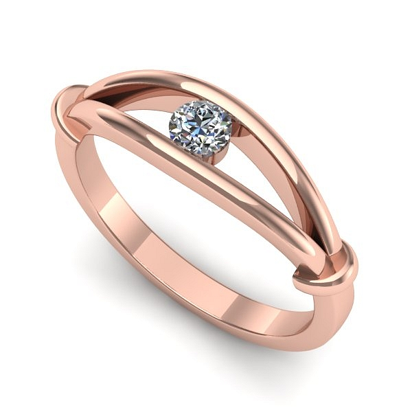 Inel logodna din aur roz cu diamant