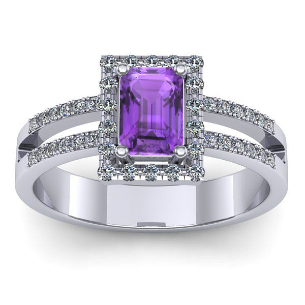 Inel de logodna cu ametist dreptunghiular