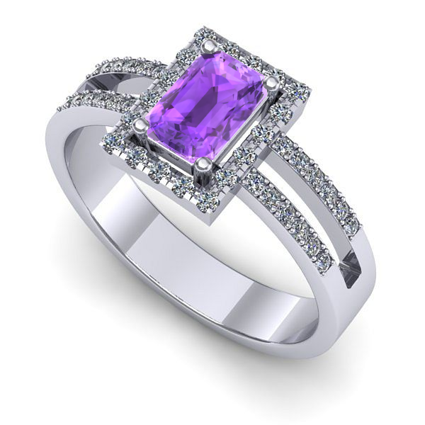 Inel de logodna din aur alb cu ametist