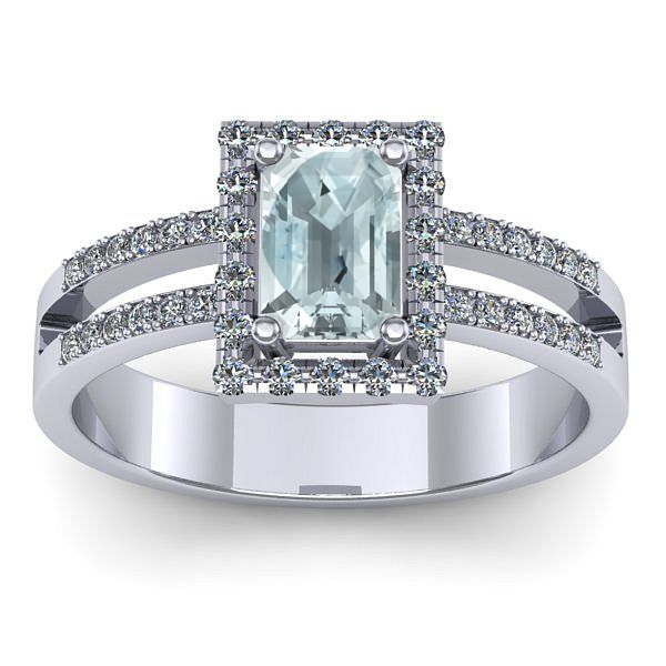 Inel cu aquamarin dreptunghiular