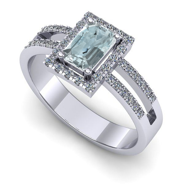 Inel din aur alb cu aquamarin