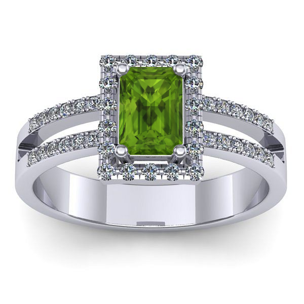 Inel de logodna cu peridot dreptunghiular