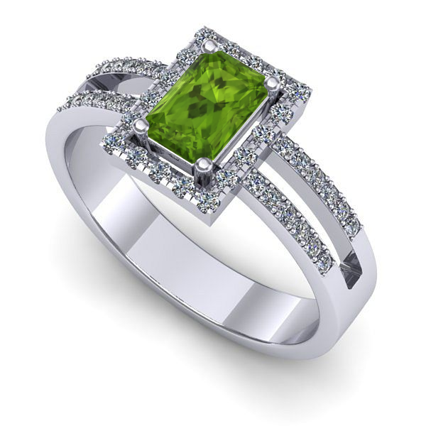 Inel de logodna din aur alb cu peridot