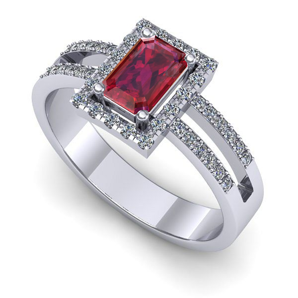 Inel de logodna din aur alb cu rubin