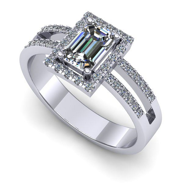 Inel logodna din aur alb cu safir alb