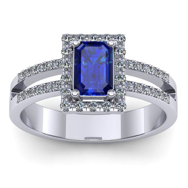 Inel de logodna cu safir dreptunghiular