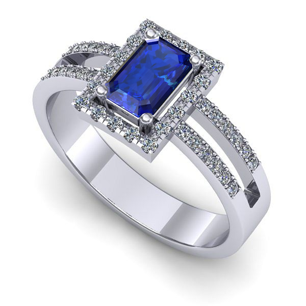 Inel din aur alb cu safir