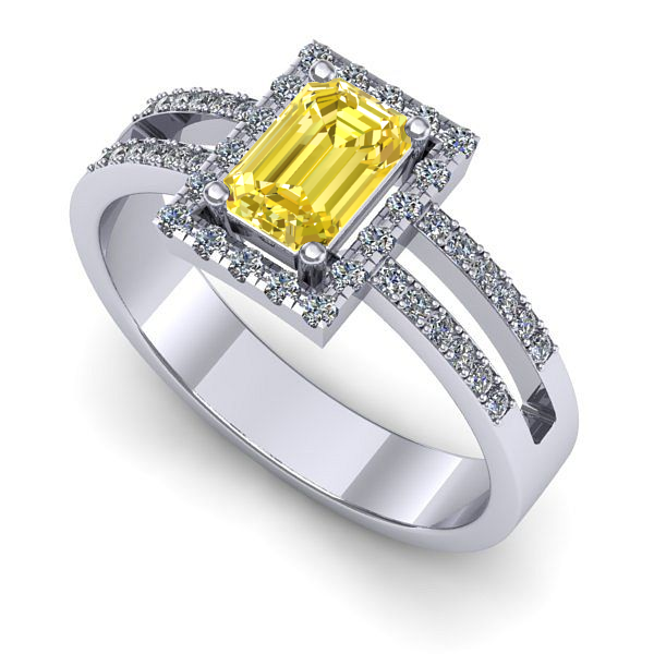 Inel din aur alb cu safir galben