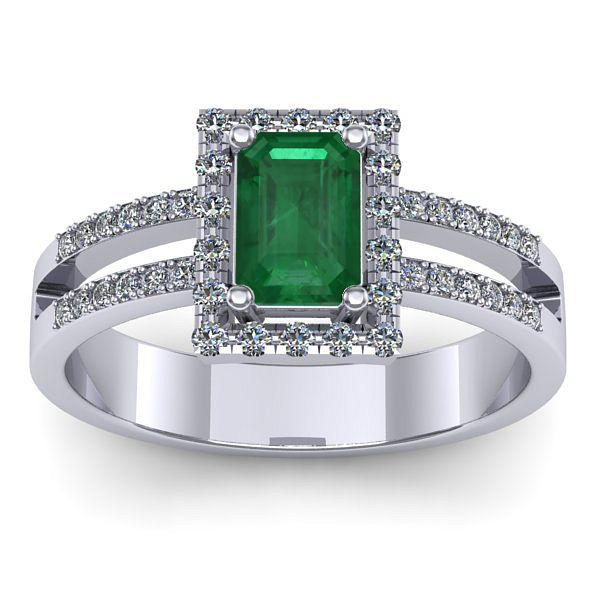 Inel cu smarald dreptunghiular