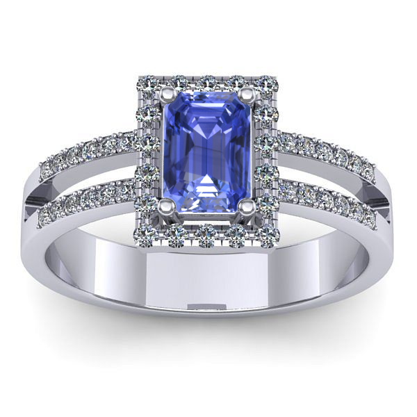 Inel logodna cu tanzanit dreptunghiular