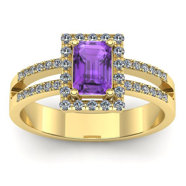 Inel cu ametist dreptunghiular