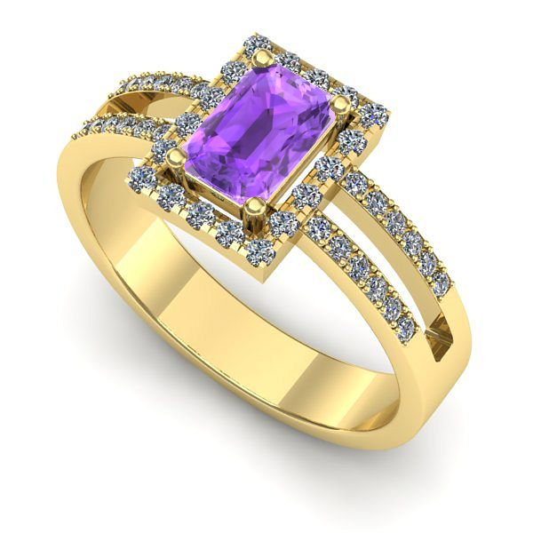 Inel de logodna din aur galben cu ametist