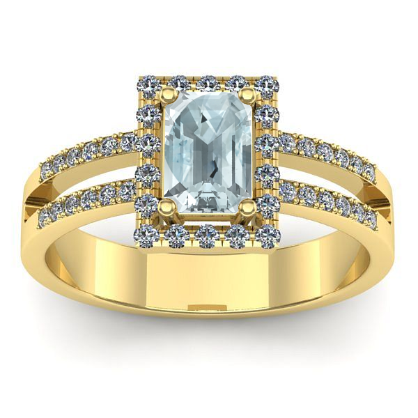 Inel cu aquamarin dreptunghiular