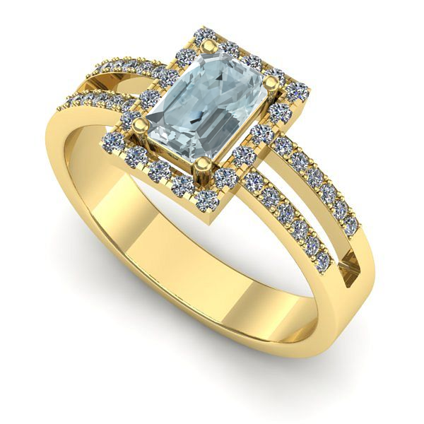 Inel din aur galben cu aquamarin