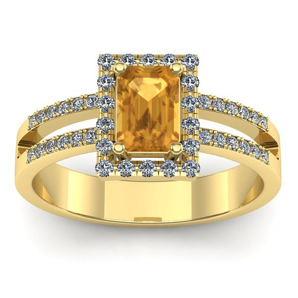 Inel logodna cu citrin dreptunghiular