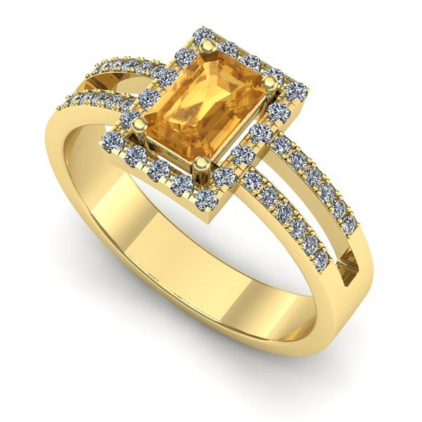 Inel de logodna din aur galben cu citrin