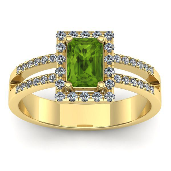Inel cu peridot dreptunghiular