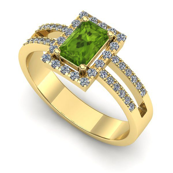 Inel logodna din aur galben cu peridot