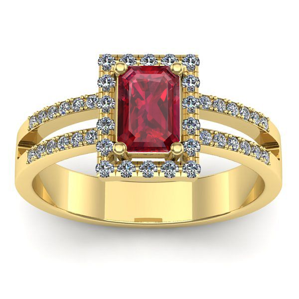 Inel cu rubin dreptunghiular