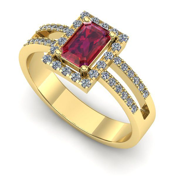 Inel logodna din aur galben cu rubin