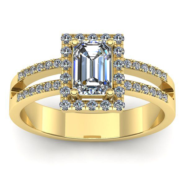 Inel logodna cu safir alb dreptunghiular