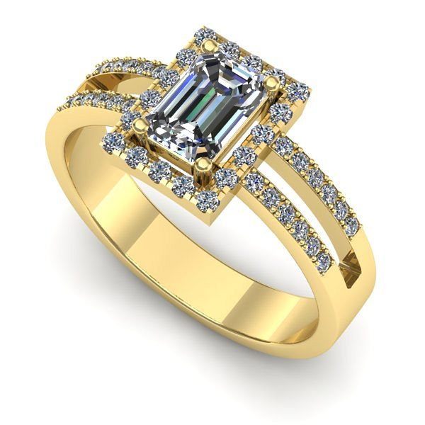 Inel de logodna din aur galben cu safir alb