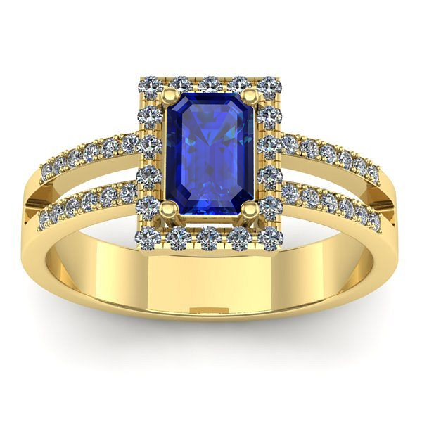 Inel de logodna cu safir dreptunghiular