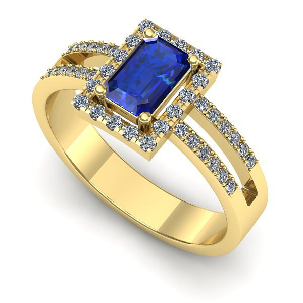 Inel din aur galben cu safir