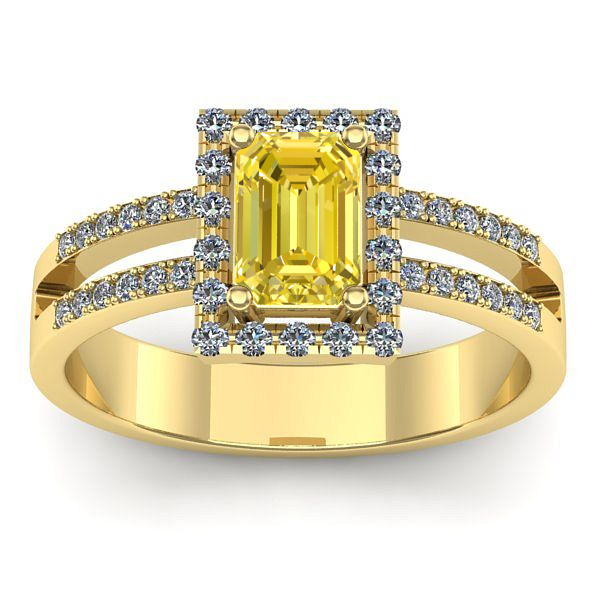 Inel cu safir galben dreptunghiular