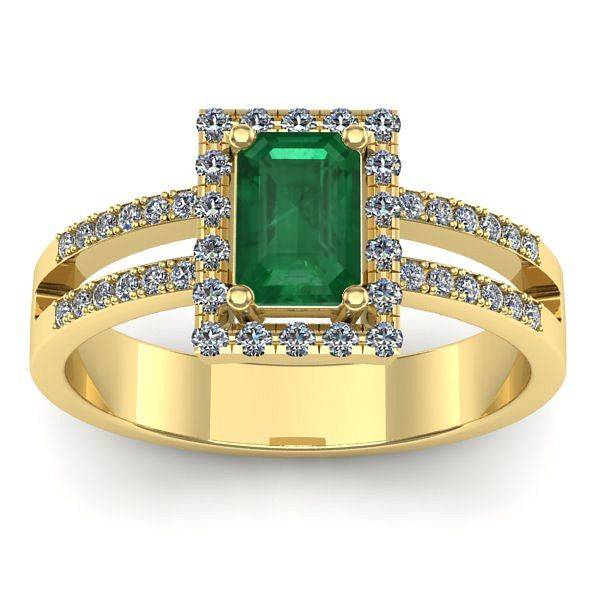 Inel cu smarald dreptunghiular