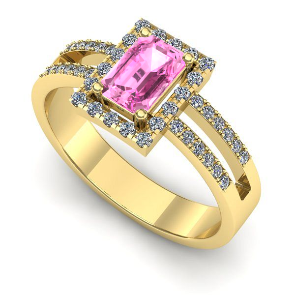 Inel din aur galben cu safir roz