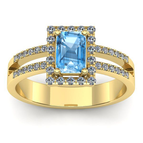 Inel logodna cu topaz blue dreptunghiular