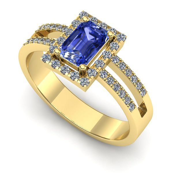 Inel de logodna din aur galben cu tanzanit