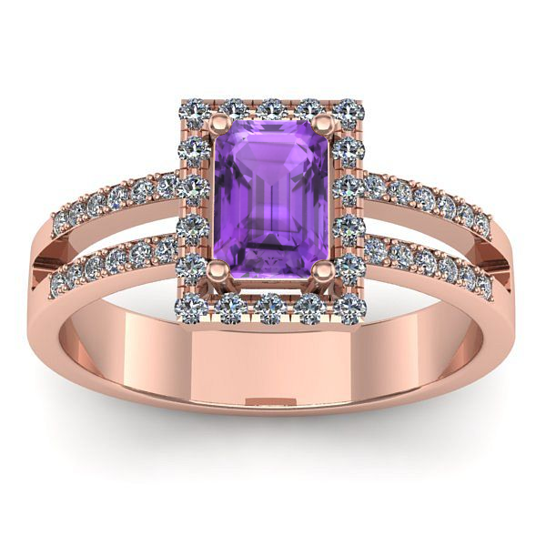 Inel logodna cu ametist dreptunghiular