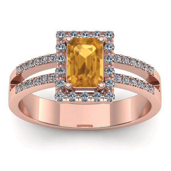 Inel cu citrin dreptunghiular