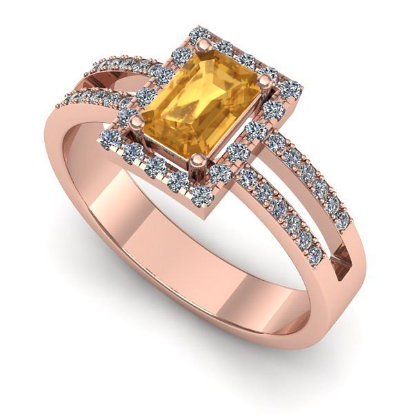 Inel din aur roz cu citrin