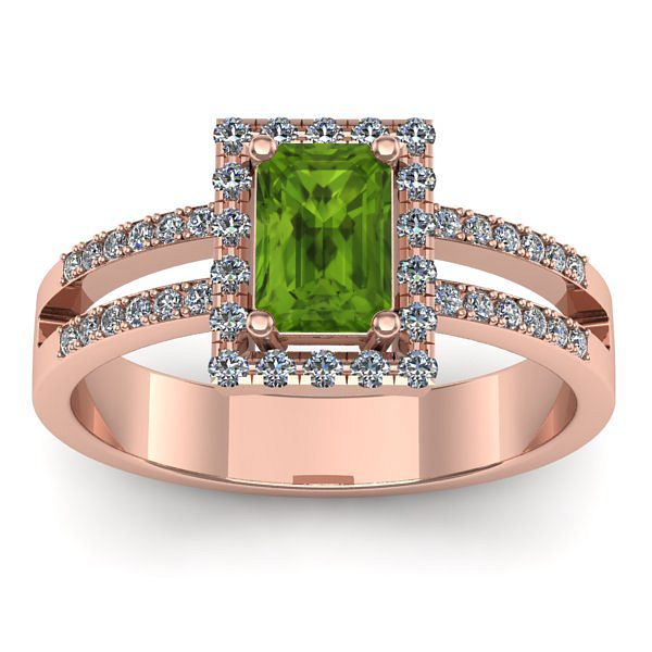 Inel de logodna cu peridot dreptunghiular