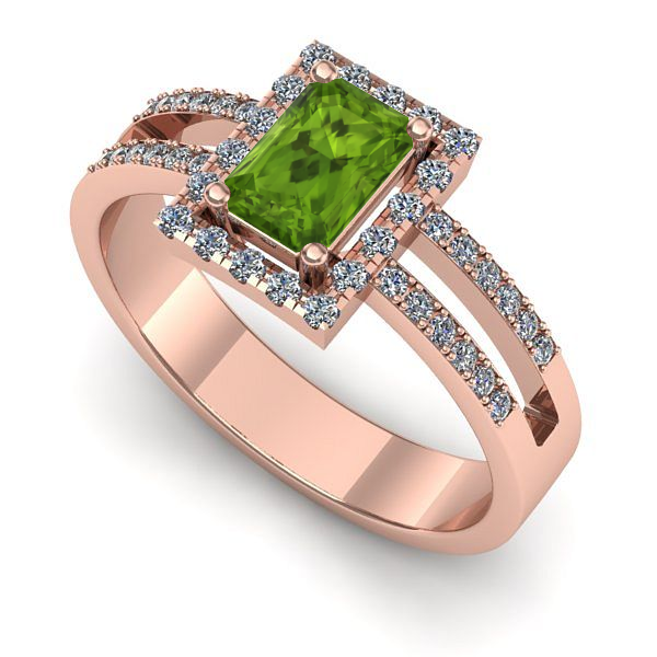 Inel logodna din aur roz cu peridot