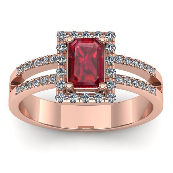 Inel cu rubin dreptunghiular