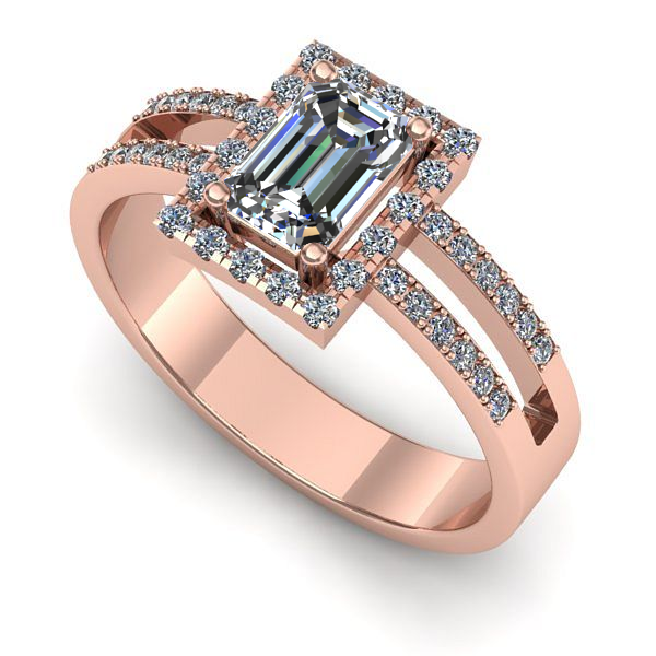 Inel logodna din aur roz cu safir alb