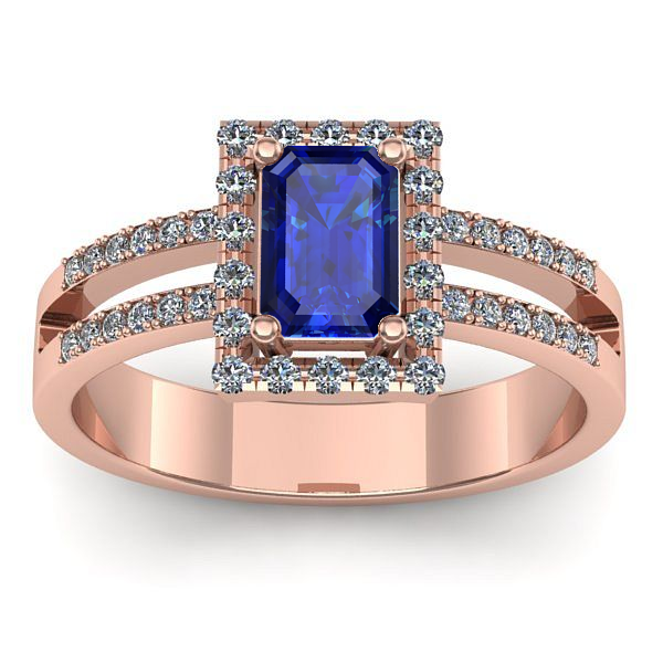 Inel cu safir dreptunghiular