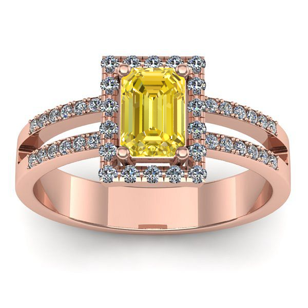 Inel cu safir galben dreptunghiular