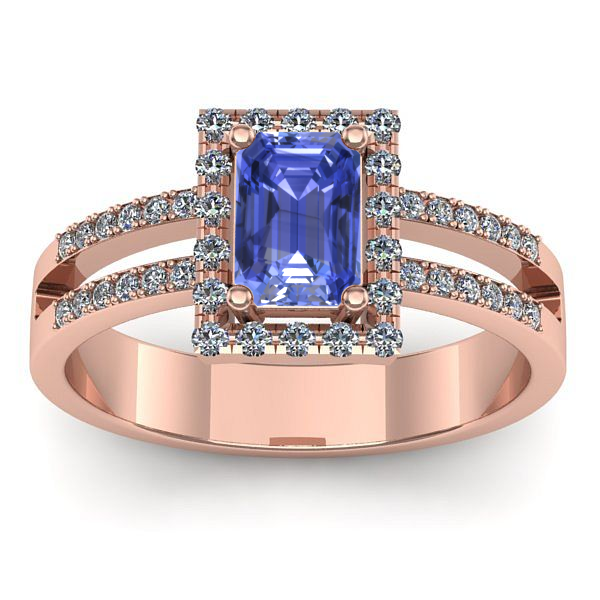 Inel cu tanzanit dreptunghiular