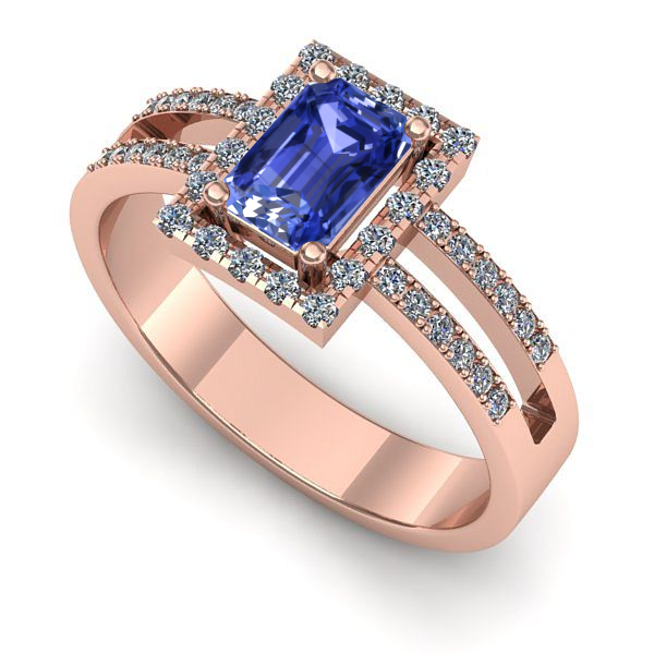 Inel de logodna din aur roz cu tanzanit