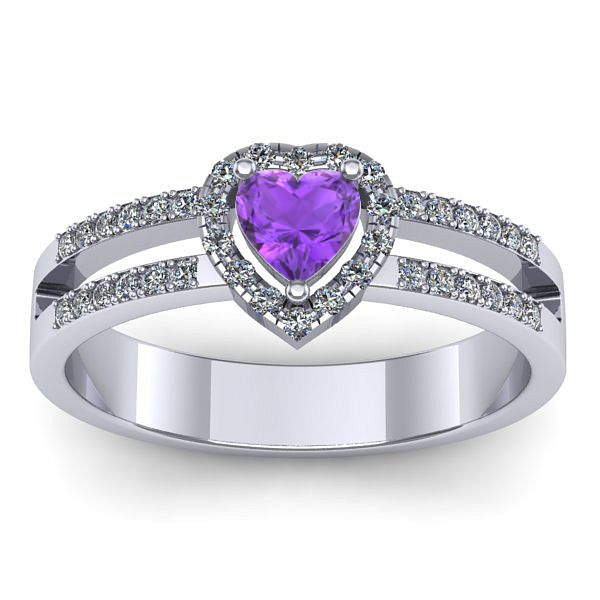 Inel logodna cu ametist inima