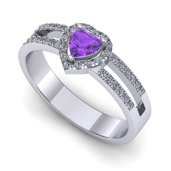 Inel de logodna din aur alb cu ametist