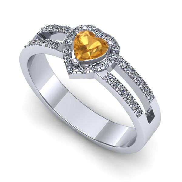 Inel de logodna din aur alb cu citrin